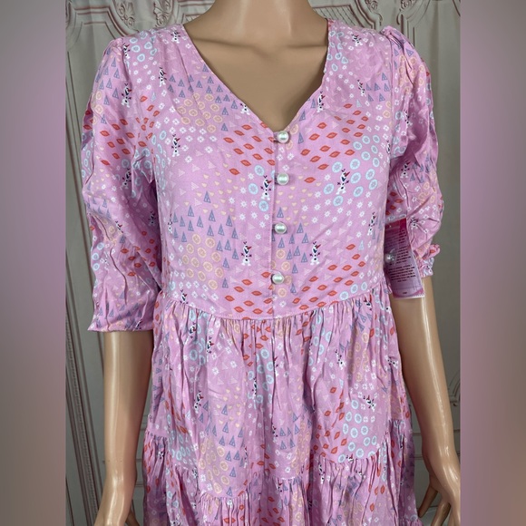 Disney Park Frozen Pink Dress For Adult Olaf Figured Size Small WDW NEW Ana Elsa - Picture 2 of 16